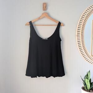 SPORTMAX Black Flowy Satin Trim Tank Top, Relaxed Fit, size M